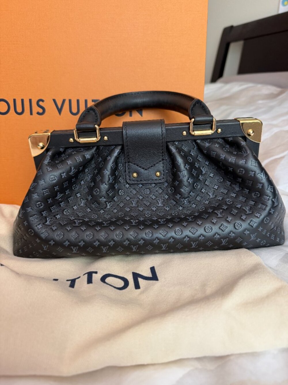 Authentic Louis Vuitton Nanogram Embossed Clutch - Black (Full Set) - Picture 3 of 10